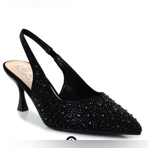 Sugar Black Crystal Slingback Pointed Toe Heel